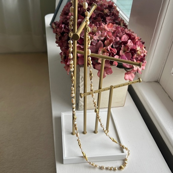 Vintage Liz Claiborne Necklace: Faux Pearl and Gold Bead, 38" Length - Picture 10 of 14